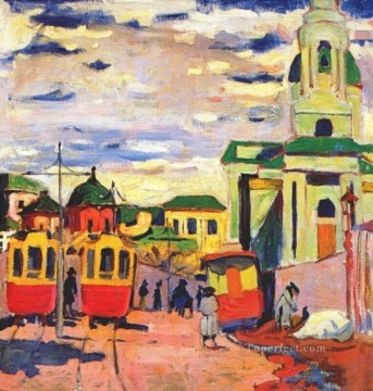 street moscow 1910 Aristarkh Vasilevich Lentulov Oil Paintings